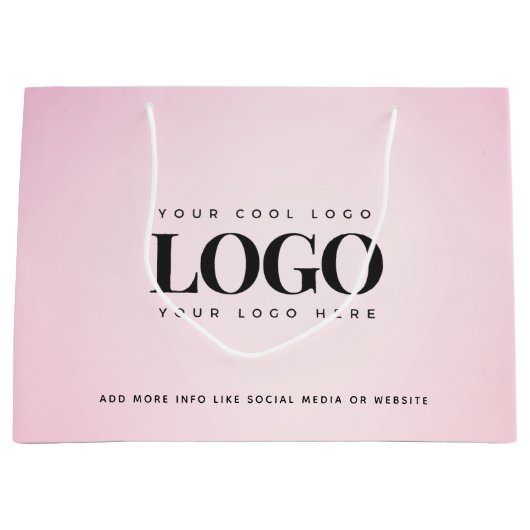 Roze Verloop Aangepast Bedrijf toevoegen Bedrijfs  Groot Cadeauzakje (Voorkant)