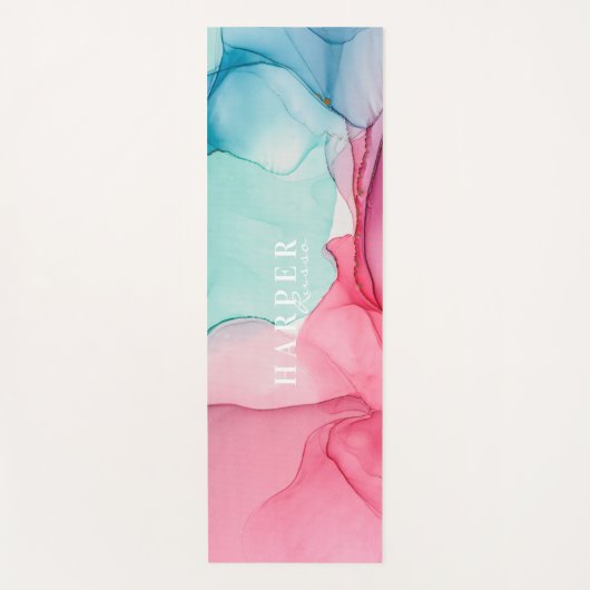 Roze verloop Aangepaste naam Yoga Mat (Voorkant)
