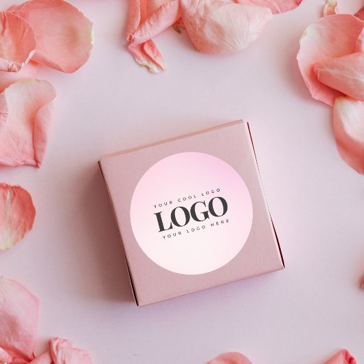 Roze verloop & aangepaste zakelijke rechthoek logo ronde sticker