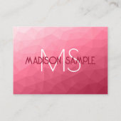 Roze verloop Geometrisch gaas Patroon Monogram Visitekaartje (Achterkant)