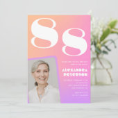 Roze verloop retro foto 88ste verjaardag kaart (Staand voorkant)
