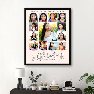 Roze Verloopfoto Mozaïek van K–12 Doodles Poster