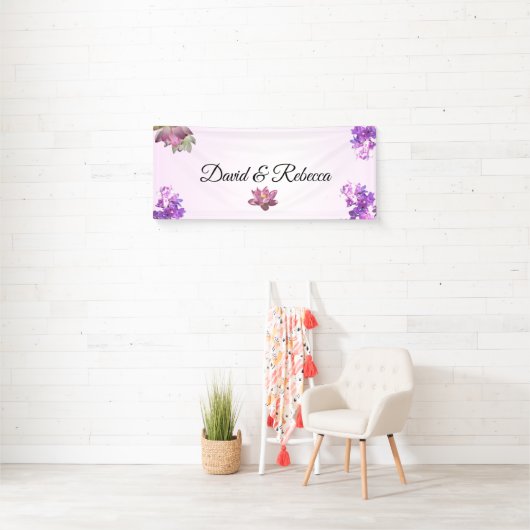 Roze Verlopen Bloem Bruilofts Banner (Insitu)
