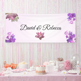 Roze Verlopen Bloem Bruilofts Banner
