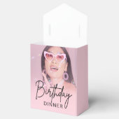 Roze Verlopen Foto Verjaardagsdiner Bedankdoosjes (Geopend)