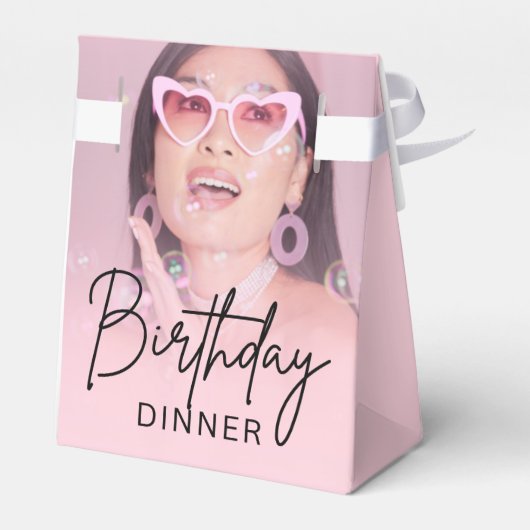 Roze Verlopen Foto Verjaardagsdiner Bedankdoosjes (Achterkant)