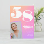 Roze Verlopen Retro Foto 58ste verjaardag Kaart (Staand voorkant)