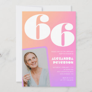 Roze Verlopen Retro Foto 66ste verjaardagsuitnodig Kaart