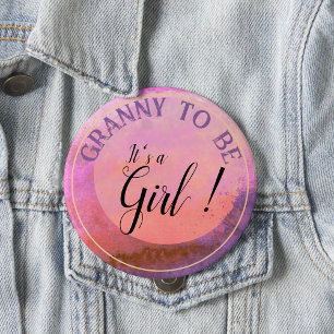 Roze Verlopen Waterverf 'Het is een meisje' voor o Ronde Button 4,0 Cm