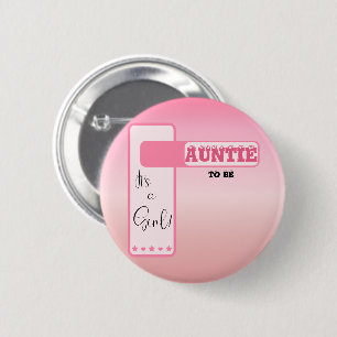 Roze Verlopend Knuffel Oogbal Tekst Tante-in-spe Ronde Button 5,7 Cm