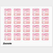 Roze Verlopend Zoete Oogbal Tekst Baby Shower Vierkante Sticker (Vel)
