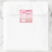 Roze Verlopend Zoete Oogbal Tekst Baby Shower Vierkante Sticker (Tas)