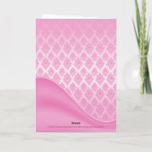 Roze Verlopende Damast Foto Kaart (Achterkant)