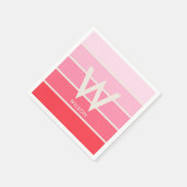 Roze Verlopende Gestreepte Monogram Persoonlijk Fe Servet (Hoek)