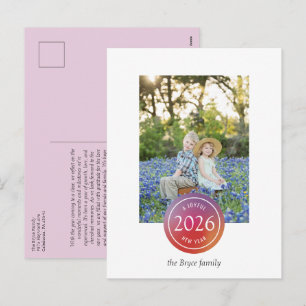 Roze Verlopende Stip Vrolijke Nieuwjaarsfoto Feestdagenkaart