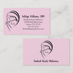 Roze Verloskundige Dienst Moeder & Baby Doula Visitekaartje
