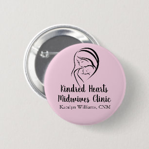 Roze Verloskundige Dienst Moeder & Baby Geboorte C Ronde Button 5,7 Cm