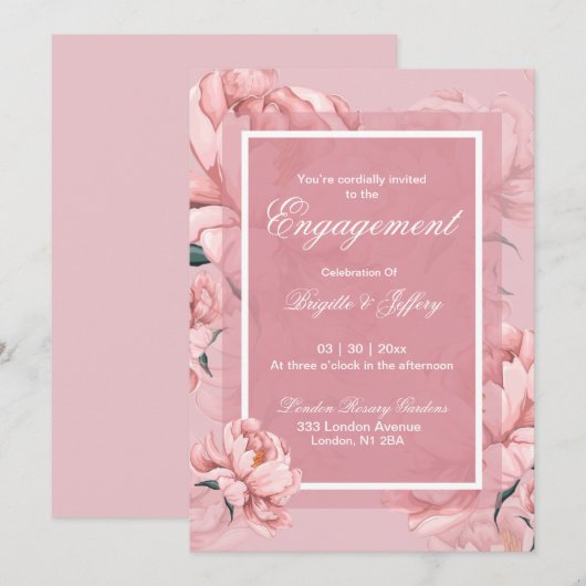 Roze verloving kaart (Voorkant / Achterkant)