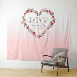 Roze Verloving Verlovingsachtergrond Huwelijk Wandkleed