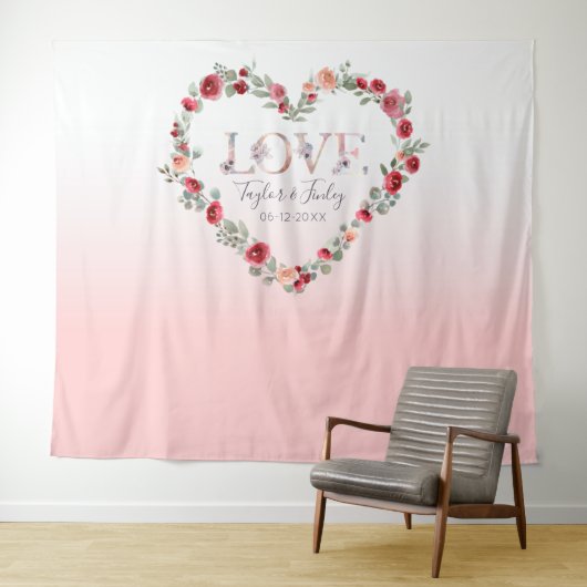 Roze Verloving Verlovingsachtergrond Huwelijk Wandkleed (In Situ (horizontaal))