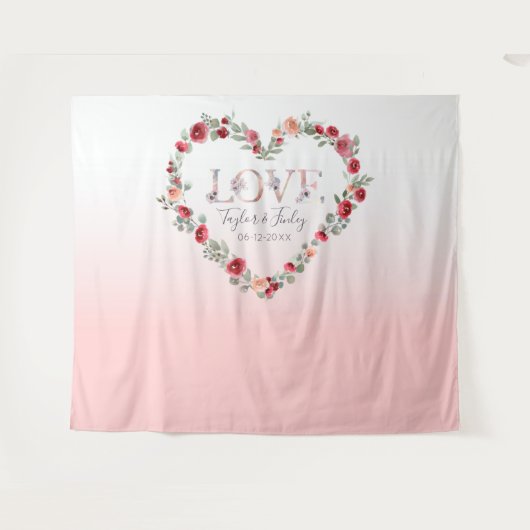 Roze Verloving Verlovingsachtergrond Huwelijk Wandkleed (Voorkant (horizontaal))