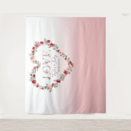 Roze Verloving Verlovingsachtergrond Huwelijk Wandkleed