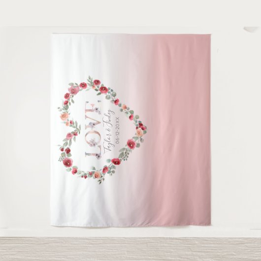 Roze Verloving Verlovingsachtergrond Huwelijk Wandkleed (Voorkant)