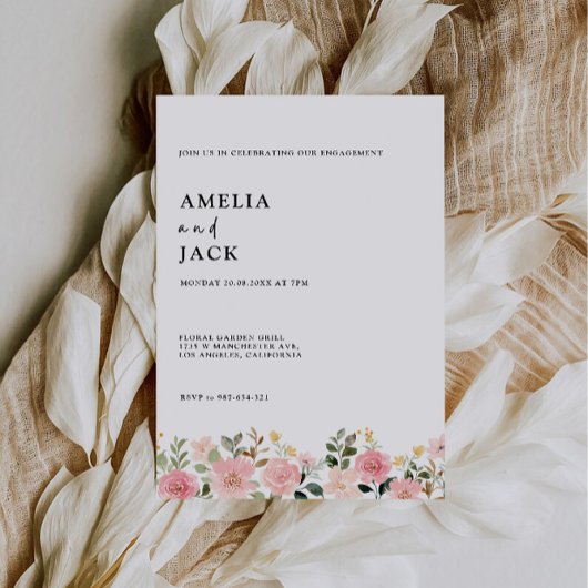 Roze verlovingsfeest bruiloft uitnodiging