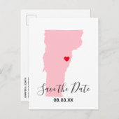 Roze Vermont Red Heart sla de datum op Aankondigingskaart (Voorkant / Achterkant)