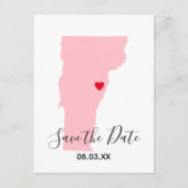 Roze Vermont Red Heart sla de datum op Aankondigingskaart (Voorkant)