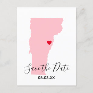 Roze Vermont Rode Hart Bewaar de Datum Aankondigingskaart