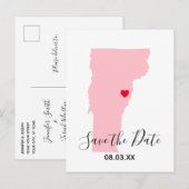 Roze Vermont Rode Hart Bewaar de Datum Aankondigingskaart (Voorkant / Achterkant)