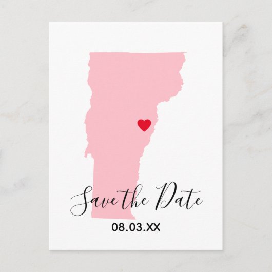 Roze Vermont Rode Hart Bewaar de Datum Aankondigingskaart (Voorkant)
