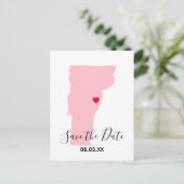 Roze Vermont Rode Hart Bewaar de Datum Aankondigingskaart (Staand voorkant)