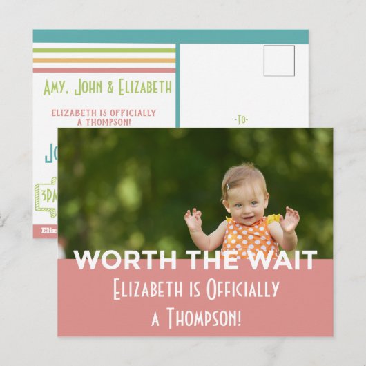 Roze, vernieuwende aankondigingen van goedkeuring  aankondigingskaart (Voorkant / Achterkant)