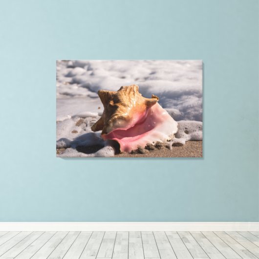 Roze verpakking Shell Canvas Afdruk (Insitu (Houten vloer))