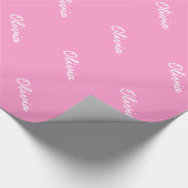 Roze verpakkingspapier met aangepaste baby-naam cadeaupapier (Hoek)