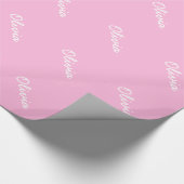 Roze verpakkingspapier met aangepaste meisjesnaam cadeaupapier (Hoek)