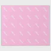 Roze verpakkingspapier met aangepaste meisjesnaam cadeaupapier (Vlak)