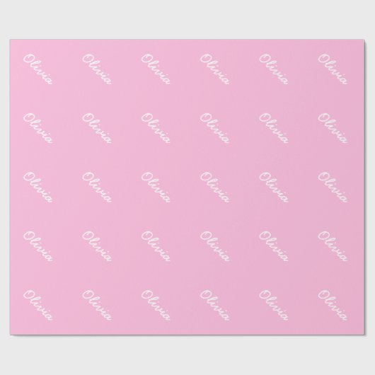 Roze verpakkingspapier met aangepaste meisjesnaam cadeaupapier (Vlak)