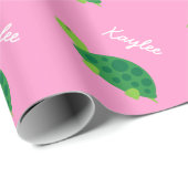 Roze verpakkingspapier met een schattige groene ba cadeaupapier (Rol Hoek)