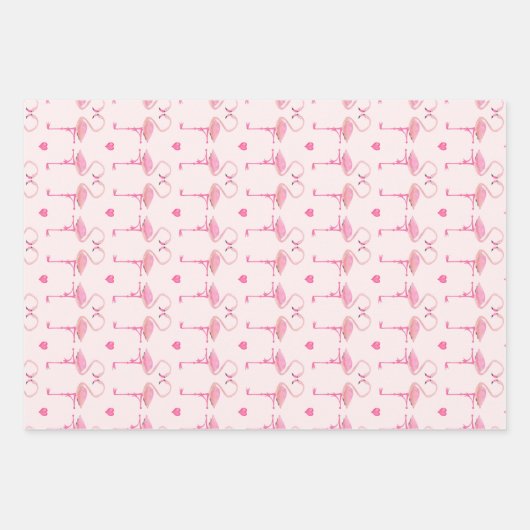 Roze verpakkingspapier met flamingos inpakpapier vel (Voorkant)