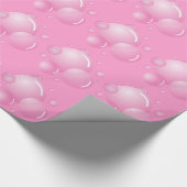 Roze verpakkingspapier met grote zeepbellen cadeaupapier (Hoek)