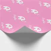 Roze verpakkingspapier met schattige baby olifant cadeaupapier (Hoek)