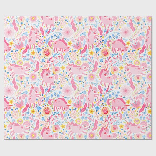Roze verpakkingspapier voor Unicorn Cadeaupapier (Vlak)