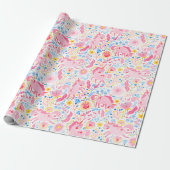 Roze verpakkingspapier voor Unicorn Cadeaupapier (Uitgerold)