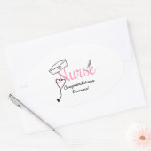 Roze Verpleegster afstuderen gunst stickers met na (Envelop)