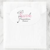 Roze Verpleegster afstuderen gunst stickers met na (Tas)