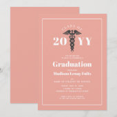 Roze Verpleegster Afstuderen Modern Minimalistisch Kaart (Voorkant / Achterkant)