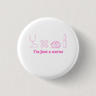 Roze Verpleegster Citaat Minimaal Medisch Ontwerp Ronde Button 3,2 Cm